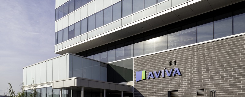 Image d’un signe avec le logo d’Aviva sur leur siège à Lyon, France
