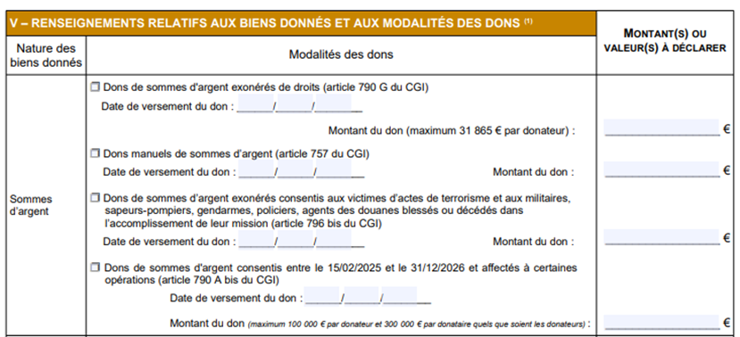 declaration donation