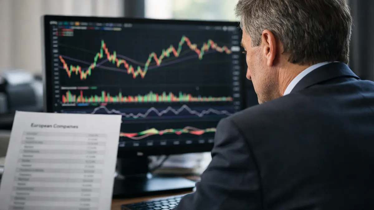 Écran affichant des graphiques boursiers et documents financiers