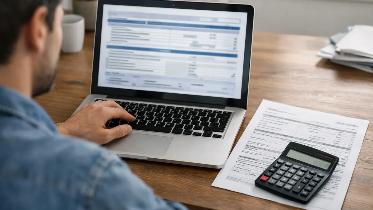 Personne consultant son avis d’impôt sur ordinateur