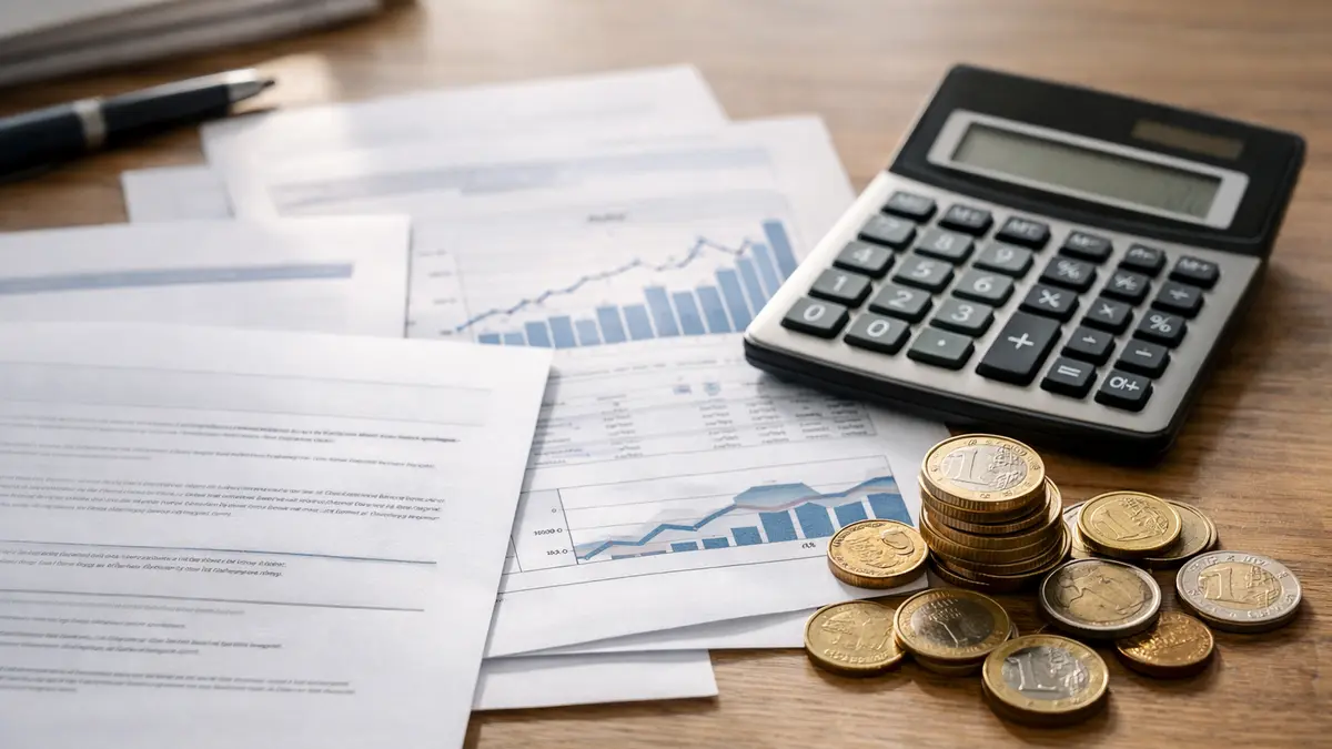 Documents d’assurance vie et calculatrice sur un bureau