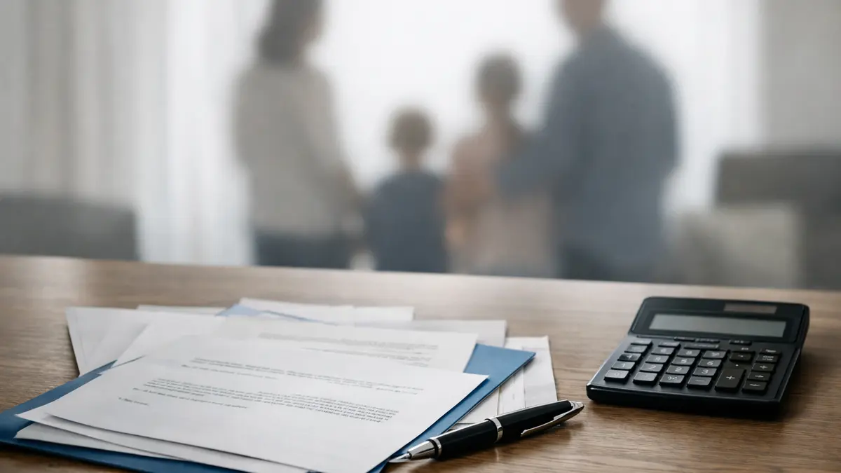 Documents de succession et contrat d’assurance vie sur un bureau