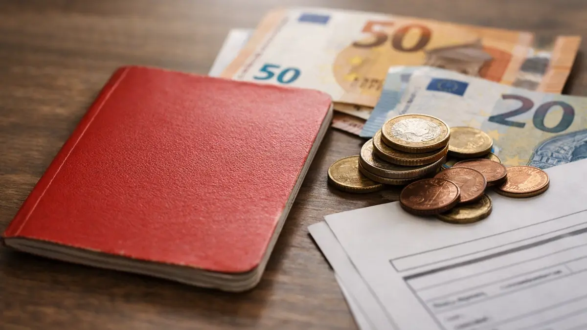 Un livret d’épargne et des euros sur une table