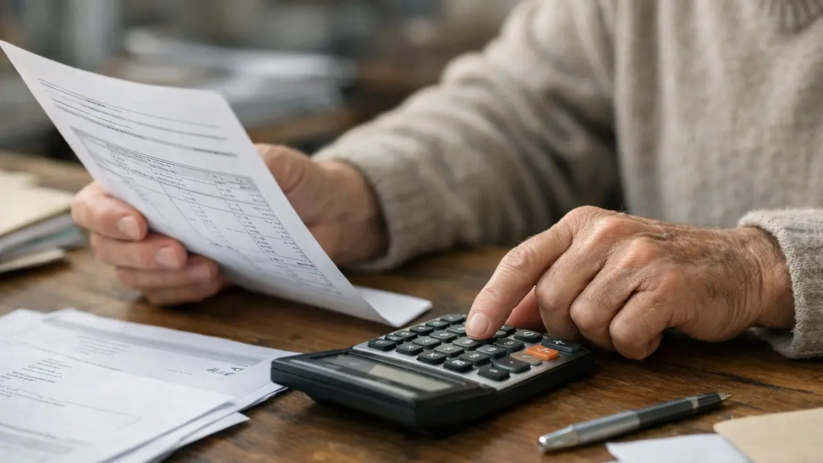 Un avis d’impôt et une calculatrice posés sur une table