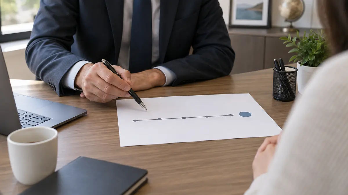 Conseiller expliquant le seuil des 8 ans d’une assurance vie