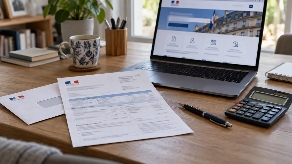 Avis d’impôt et calculatrice sur un bureau
