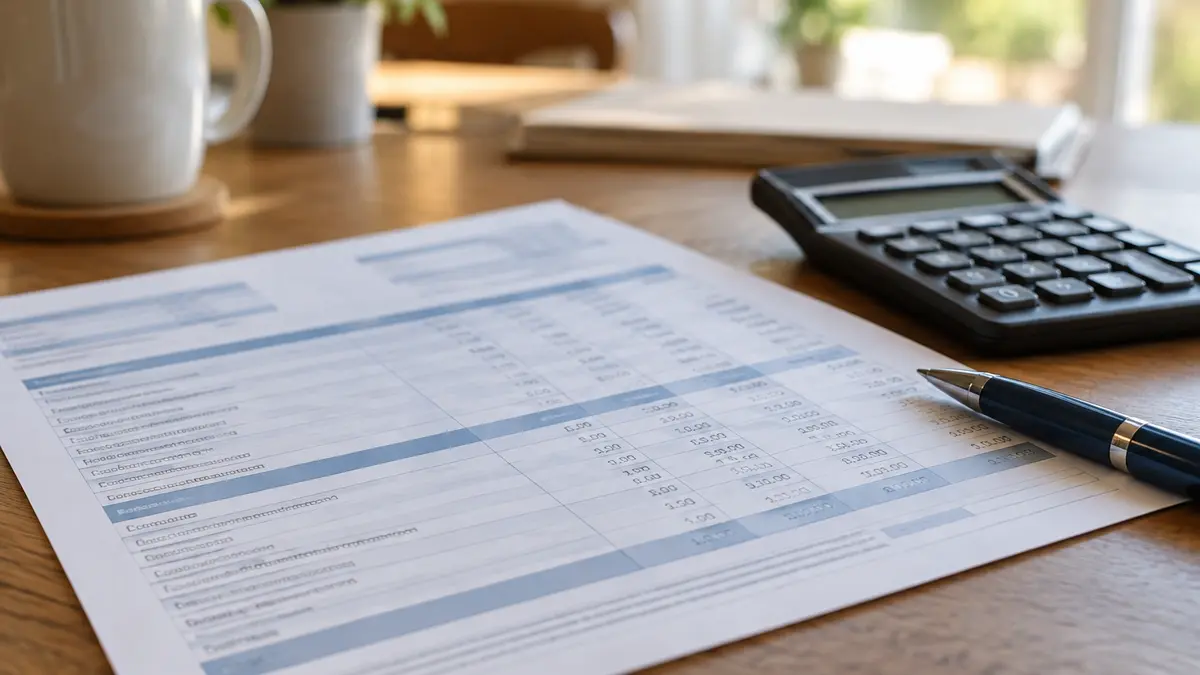 Relevé de pension et calculatrice sur une table