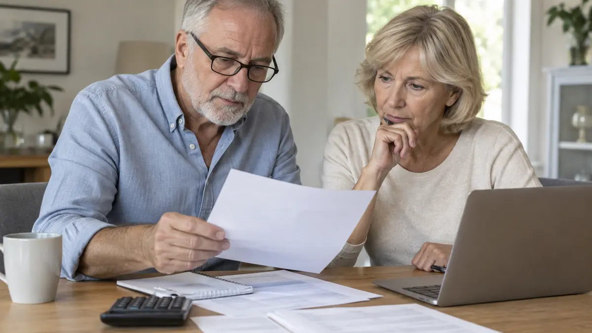 Des retraités consultent des documents sur leur pension