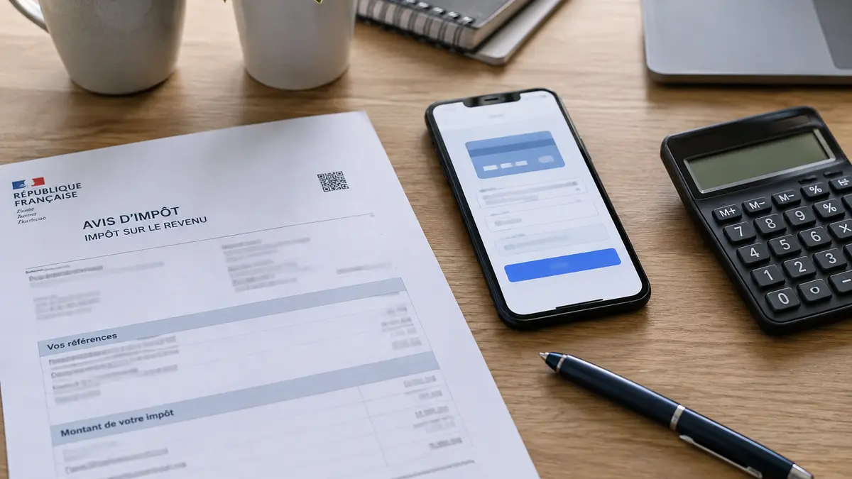 Avis d’impôt et smartphone pour paiement en ligne