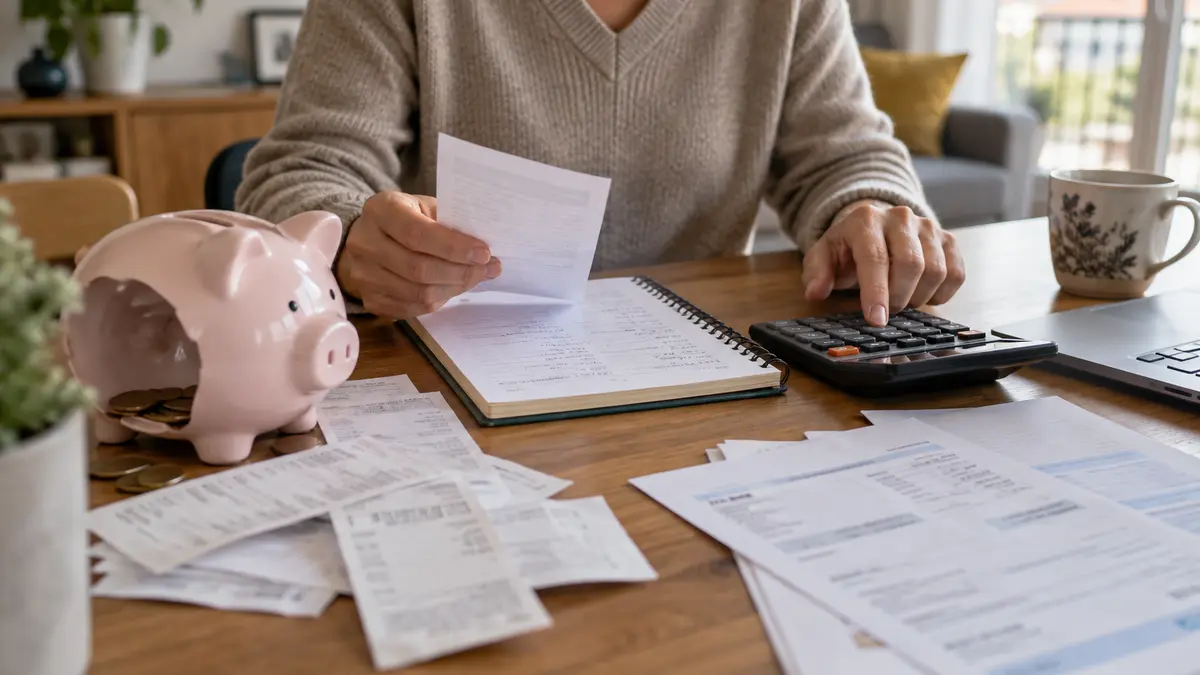 Budget d’un ménage avec factures et tirelire