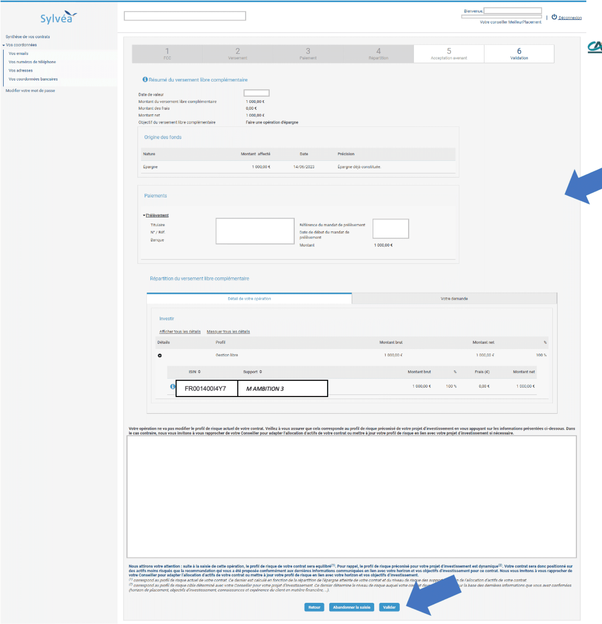 spirica versement etape6